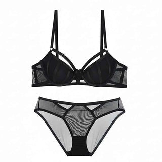 Bandage Thick Padded Push-Up Bra Set - Plus Size D Cup