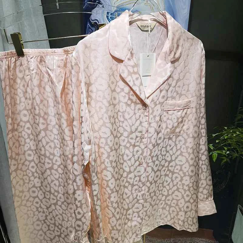 Leopard Print Silk Pajama Set - 19MM - SHOPPERS' CASTLE