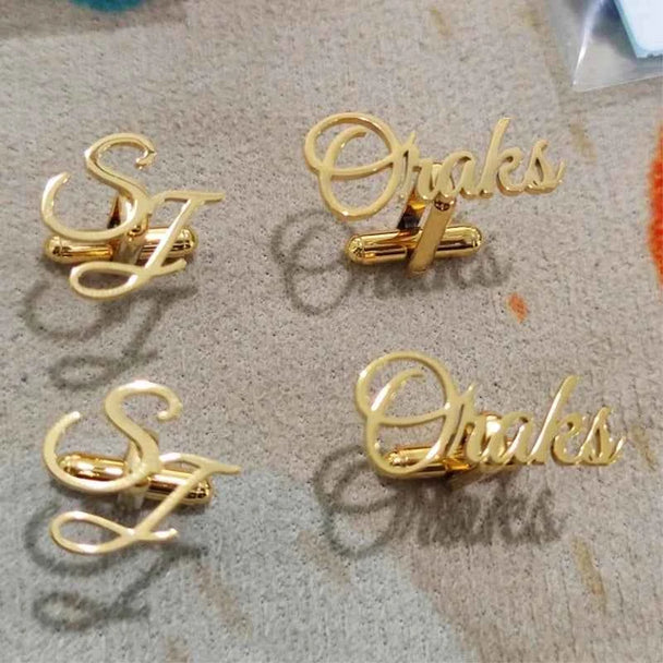 Custom Engraved Letter Name Cufflinks - Mens Wedding Gifts