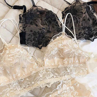 French Lace Triangle Cup Wire-Free Bralette Set