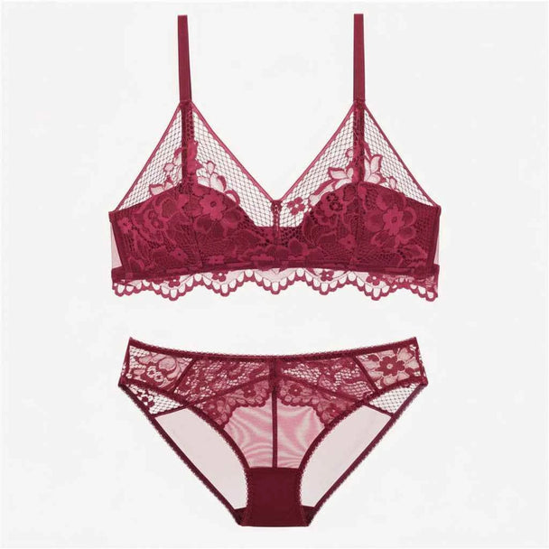 Thin Cotton Triangle Cup Wire-Free Bra Set