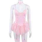 Pink Corset Lingerie Set - 5 Piece