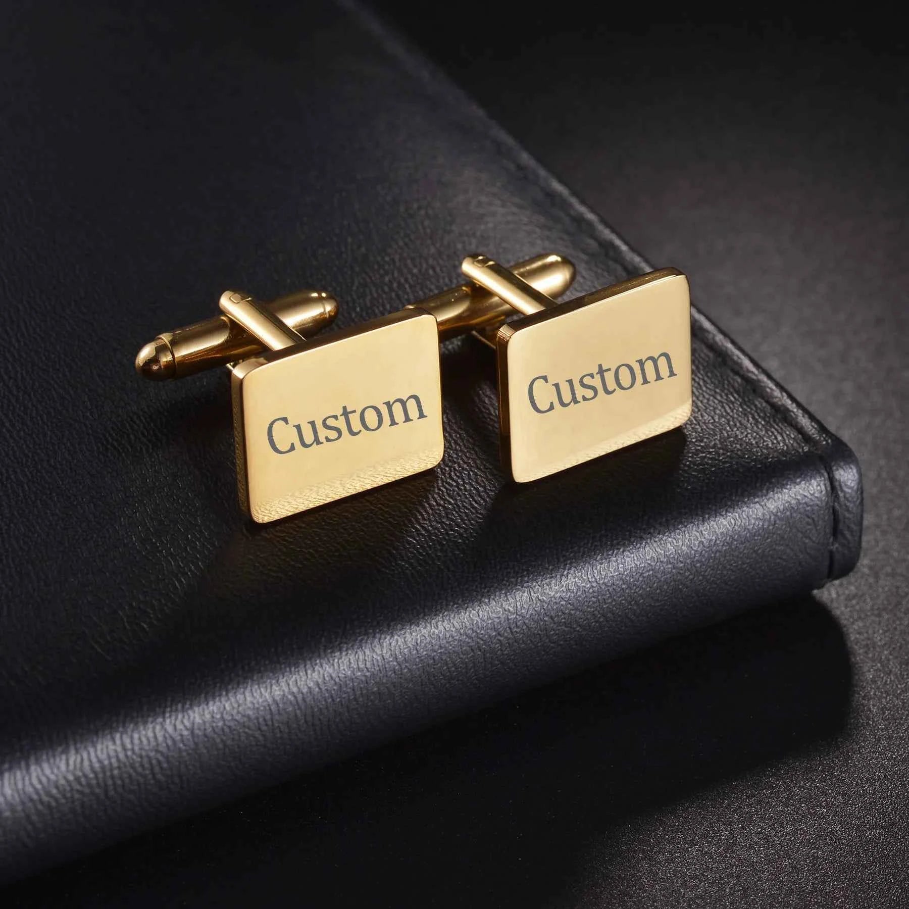 Personalized Engraved Name Cufflinks Tie Clip Set - Jewelry Set