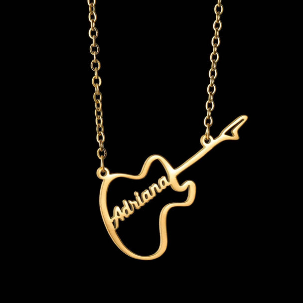 Custom Name Music Guitar Nameplate Choker - Chain