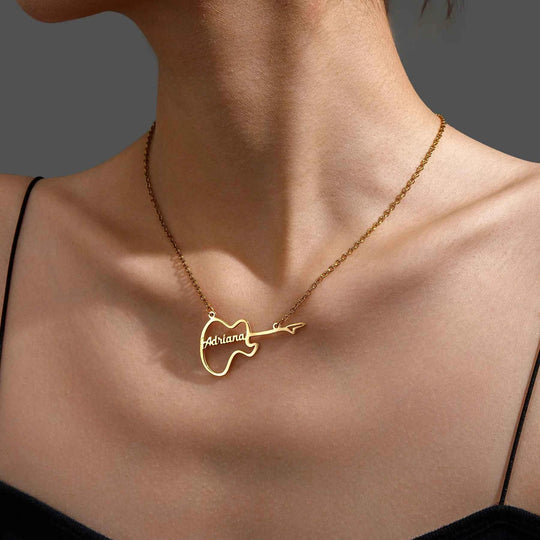 Custom Name Music Guitar Nameplate Choker - Chain