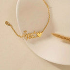 Custom Double Name Heart Bracelet - Couple Jewelry