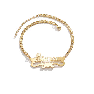 Custom Name Anklet - Thick Chain with Charms - SHOPPERS' CASTLE
