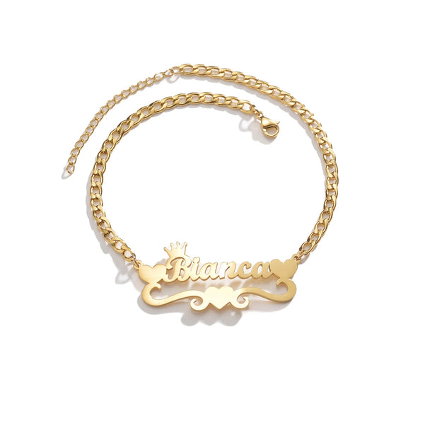Custom Name Anklet - Thick Chain with Charms - SHOPPERS' CASTLE