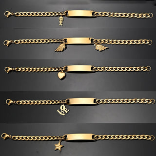 Engrave Name Cross Heart Bracelet - Adjustable Cuban Chain - SHOPPERS' CASTLE