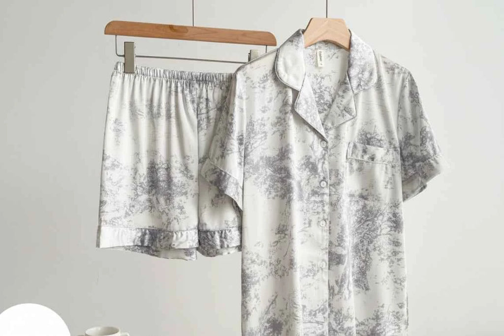 Floral Print Ice Silk Pajama Set - SHOPPERS' CASTLE