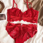 Hollow Lace Ultra-Thin Push-Up Bra Set - Plus Size C/D