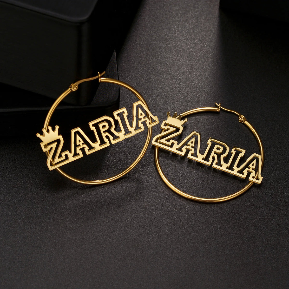 Custom Name Crown Earrings - Hollow Letters - SHOPPERS' CASTLE