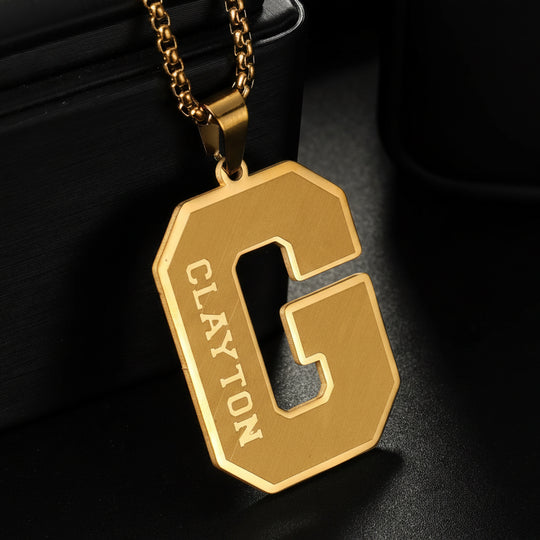 Personalized Big Letter Name Nameplate Necklace - Link Chain - SHOPPERS' CASTLE