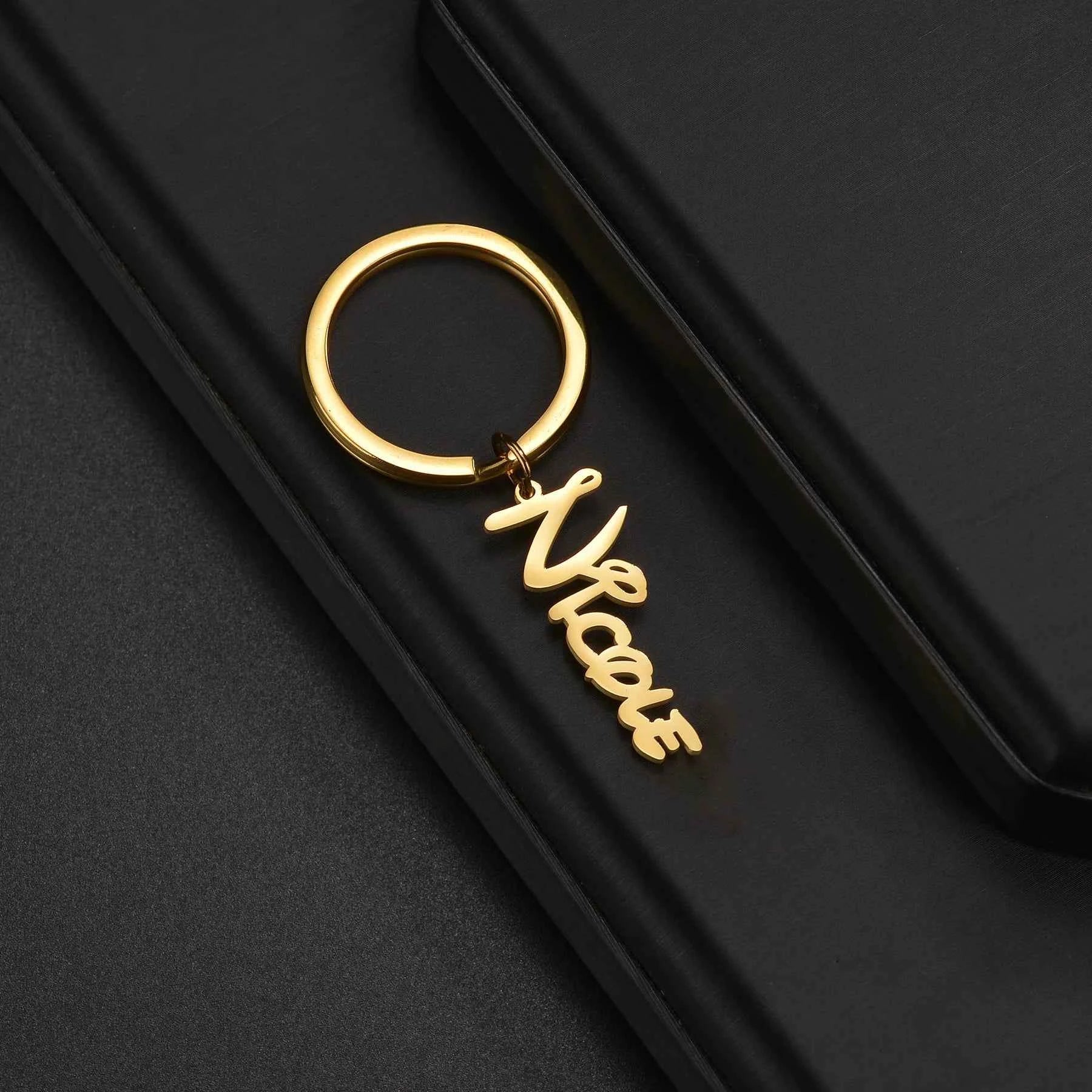 Personalized Name Fashion Keyring - Letter Nameplate Pendant