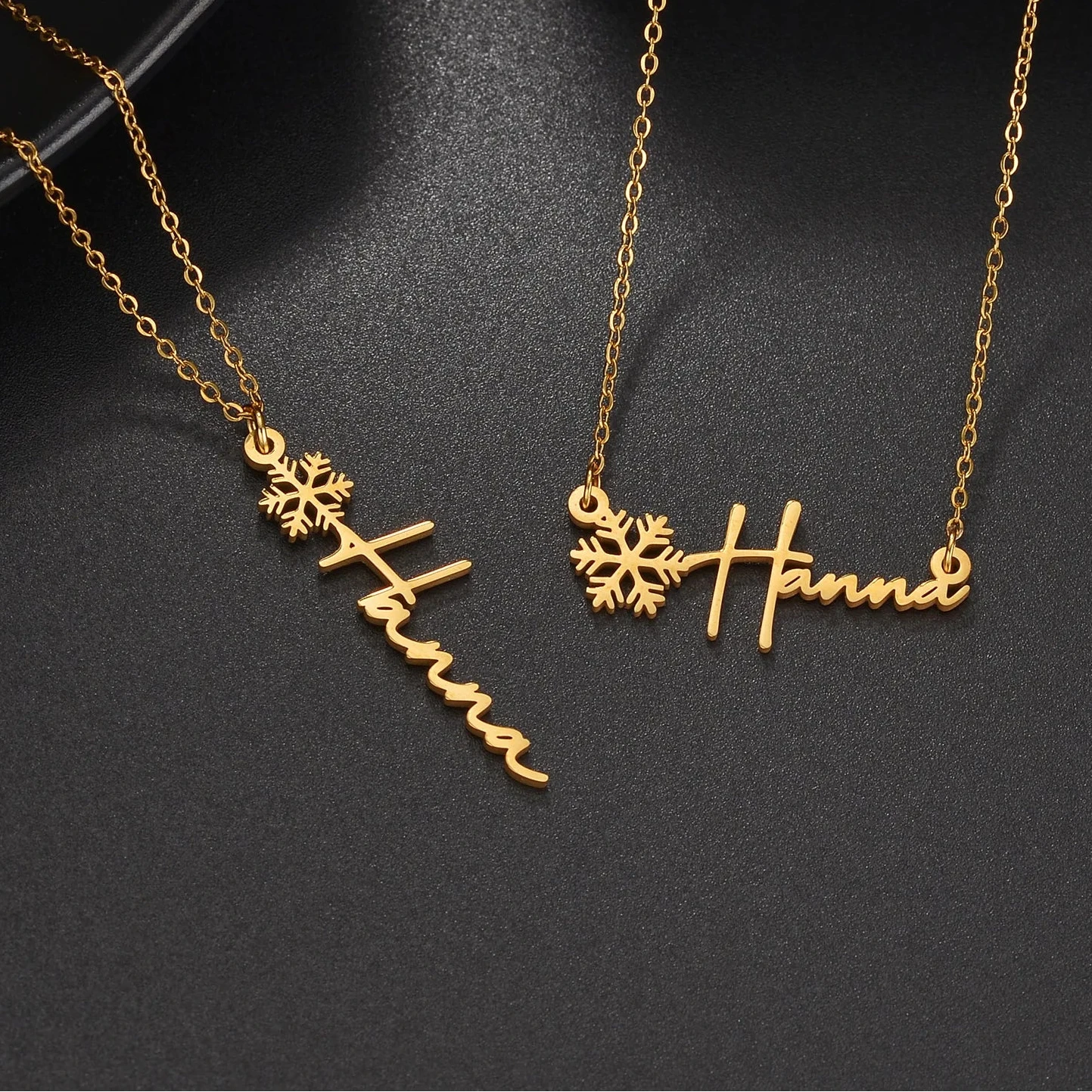 Custom Name Snowflake Pendant Choker - Chain