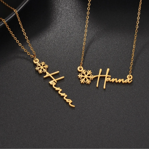 Custom Name Snowflake Pendant Choker - Chain