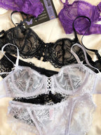 Sexy Hollow French Lace Embroidery Bra Set
