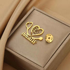 Fashion Heart Stethoscope Name Brooch - Business Party