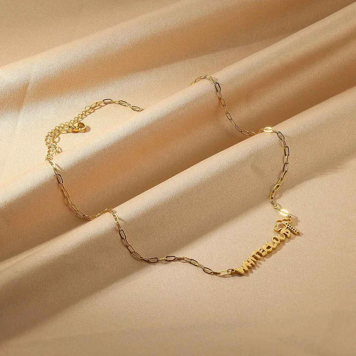 Geometric Ladder Name Necklace - Modern Statement Piece