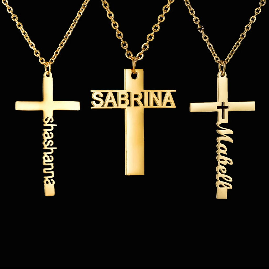 Personalized Name Cross Necklace - Zircon Pendant - SHOPPERS' CASTLE