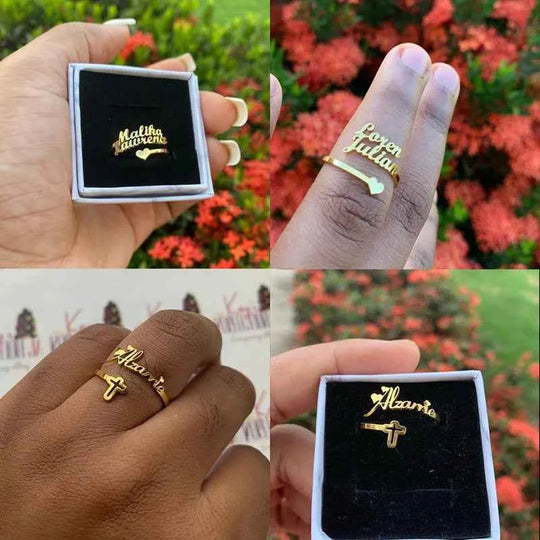 Custom Name Ring with Multiple Patterns - Adjustable