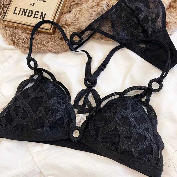 French Ultra-Thin Lace Bra Set with Thong