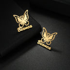 Custom Name Stud Earrings with Frosted Heart & Star - Stainless Steel - SHOPPERS' CASTLE
