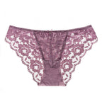 Embroidered Lace Brief Trio - Purple, Blue & Black