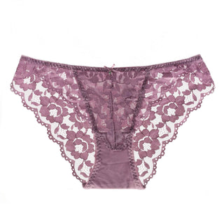 Embroidered Lace Brief Trio - Purple, Blue & Black