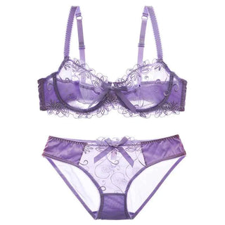 Fashion Embroidery Lingerie Set - Plus Size C/D Cup