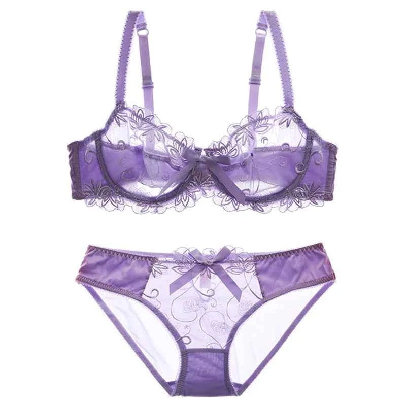 Fashion Embroidery Lingerie Set - Plus Size C/D Cup