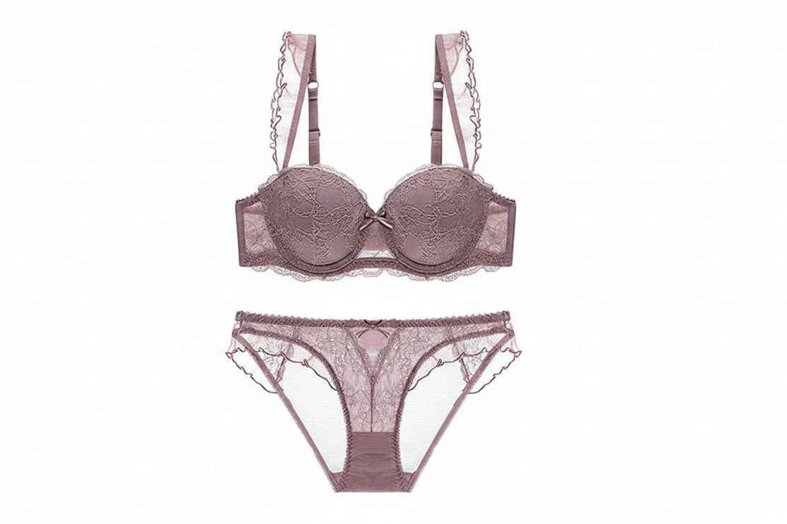 Deep V Embroidered Push-Up Bra