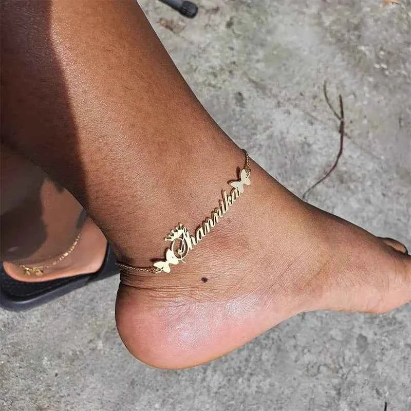 Custom Name Anklets - Stainless Steel Cuban Chain