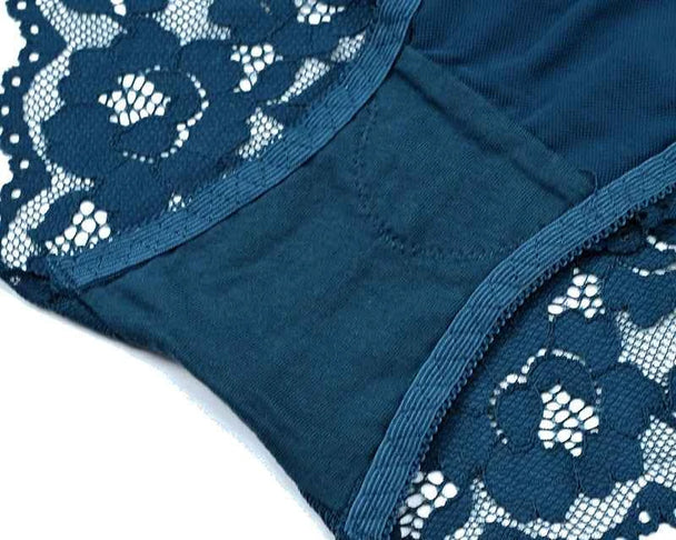 Embroidered Lace Brief Trio - Purple, Blue & Black