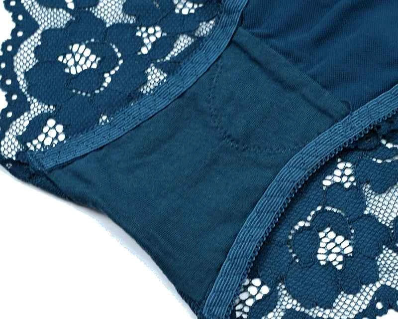 Embroidered Lace Brief Trio - Purple, Blue & Black