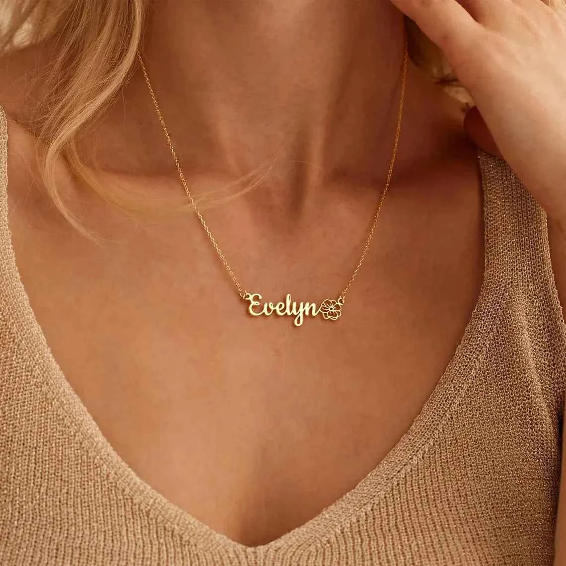 Customized Birthday Flower Name Clavicle Chain - Summer Travel