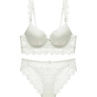 Romantic Lace Embroidery Push-Up Bra Set - Plus Size
