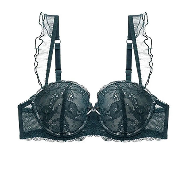 Deep V Embroidered Push-Up Bra - SHOPPERS' CASTLE