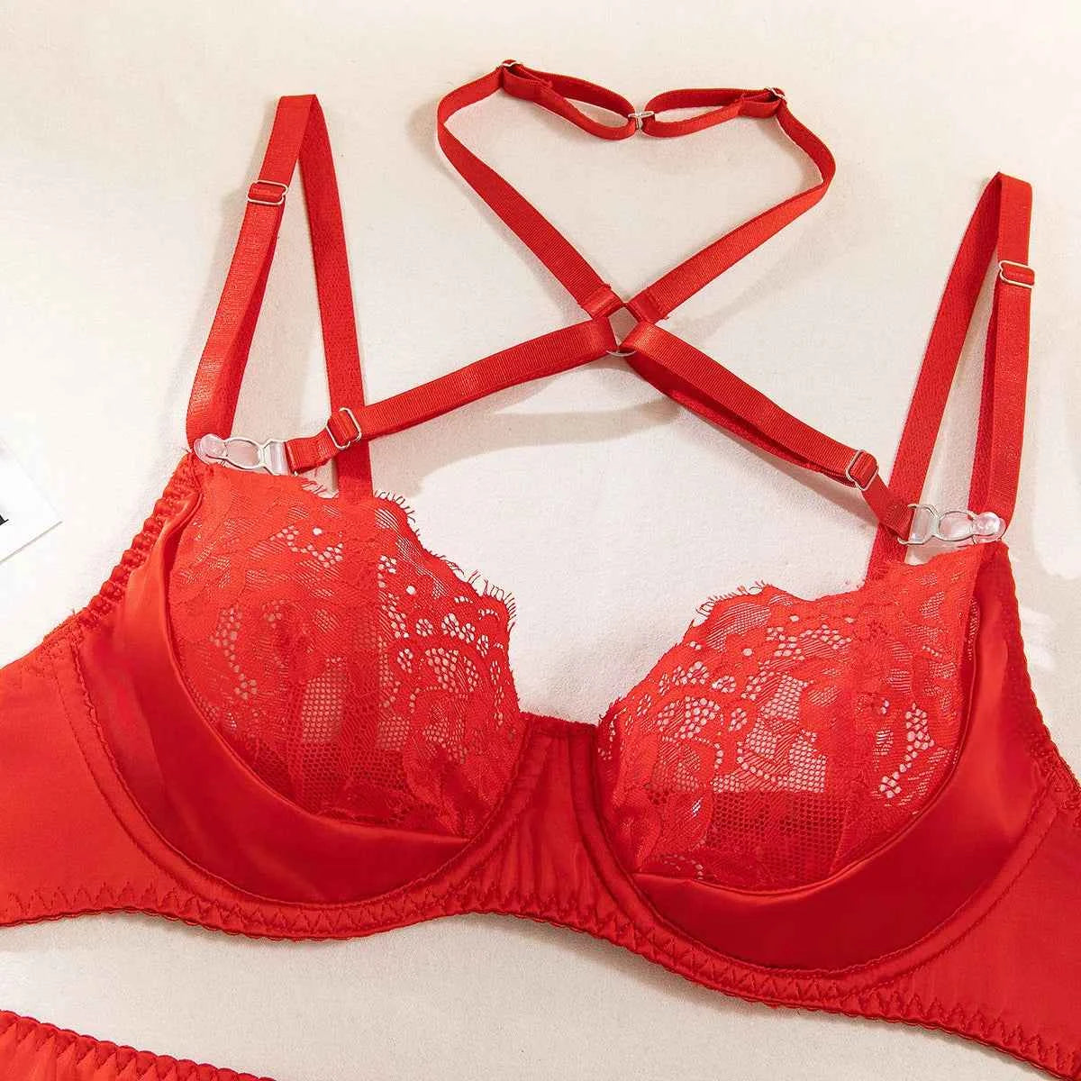 Halter Bra Heart G-String & Garter Set