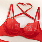 Halter Bra Heart G-String & Garter Set
