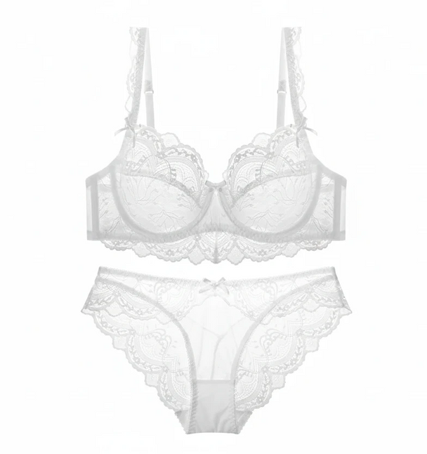 Ultra-Thin Transparent Bra Set - Plus Size D/E Cup
