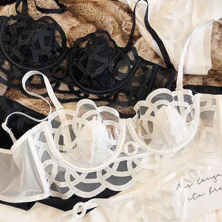 French Ultra-Thin Lace Bra Set with Thong