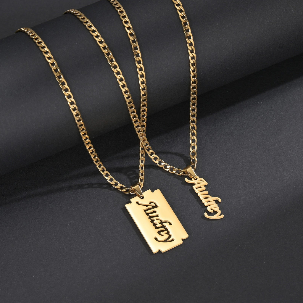 Custom Name Hollow Nameplate Necklace - Elegant Chain - SHOPPERS' CASTLE