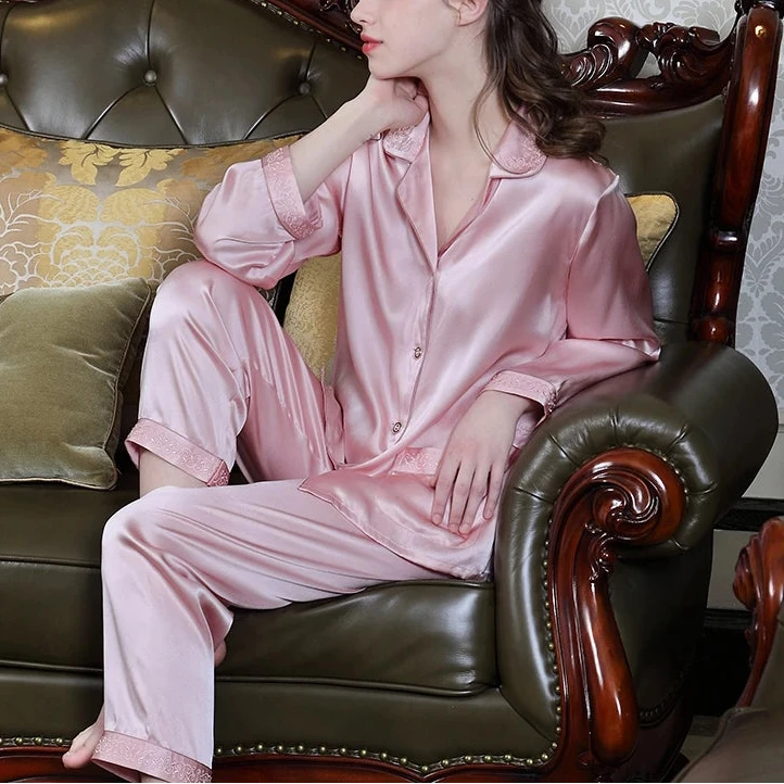 6A Grade Real Silk Pajama Set - Long Sleeve Luxury Loungewear