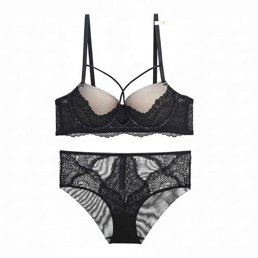 Bandage Cotton Thick Gather Push-Up Bra Set - ABCD Cup