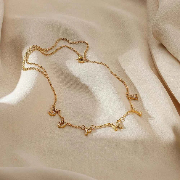 Custom Cubic Zircon Initial Letter Necklace - A-Z