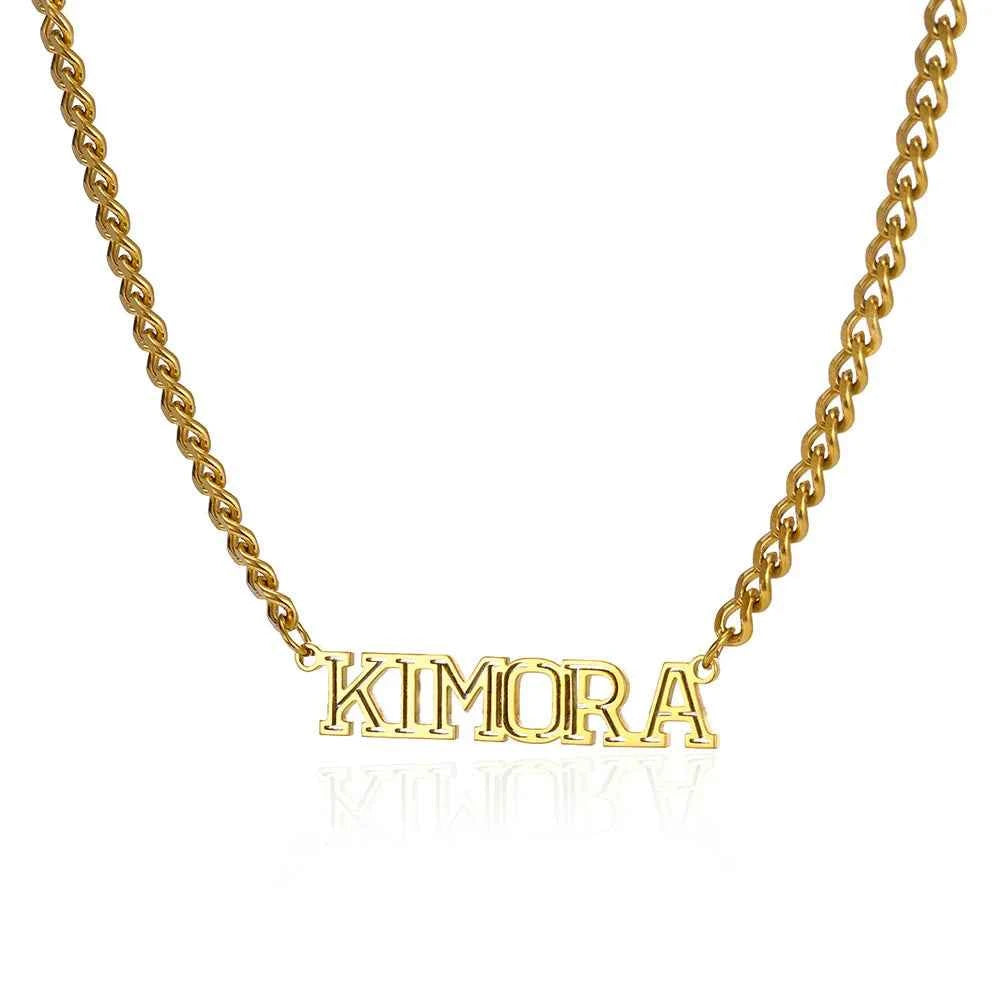 Custom Name Flat Chain Nameplate Necklace - Girlfriend Gift