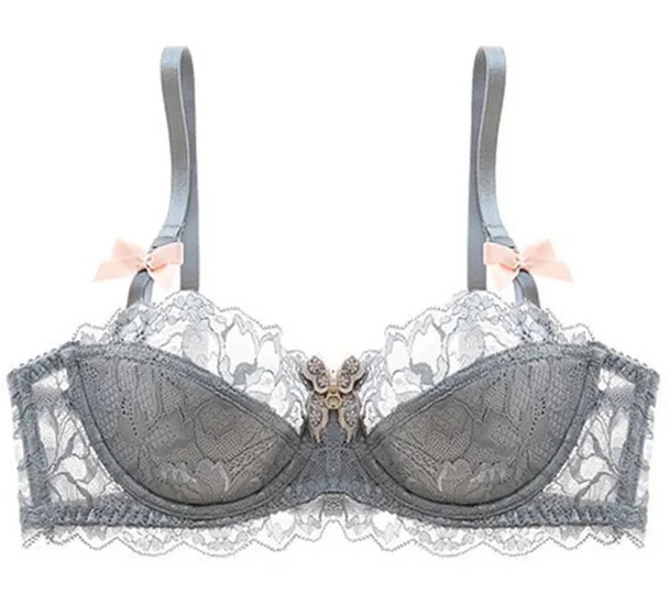 Lace Embroidered Bra - Plus Size C/D Cup