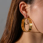 Custom Name 50mm Hoop Earrings - Hollow Letters - SHOPPERS' CASTLE