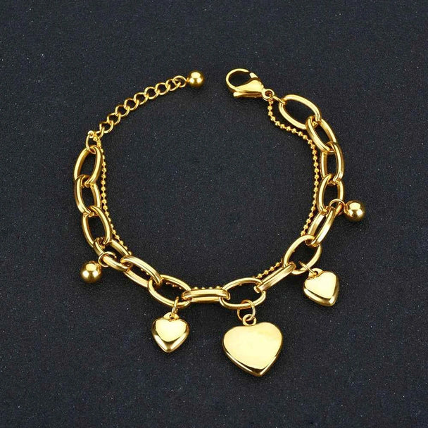 Engrave Name Heart Link Chain Bracelet - Stainless Steel
